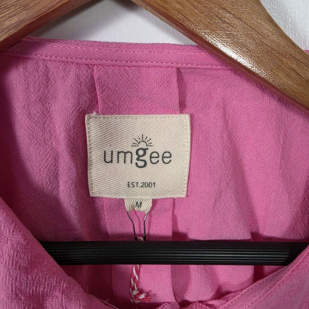 NEW Umgee Peter Pan Collared Pink Cotton Mini Dress Sz M Twee Coquette Doll - Picture 4 of 6